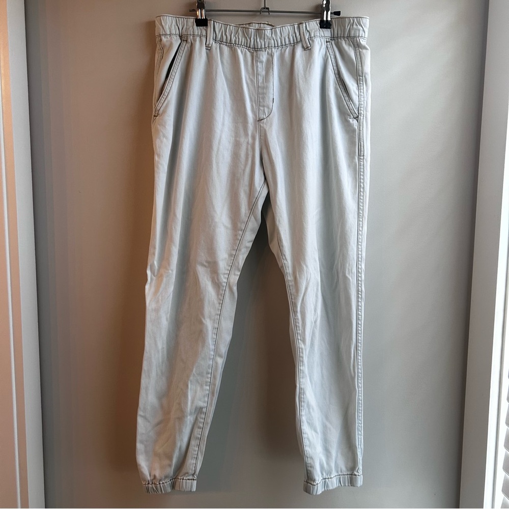 Roxy Light Wash Denim Joggers, Women's Large, Elastic Waist, Beach Pant